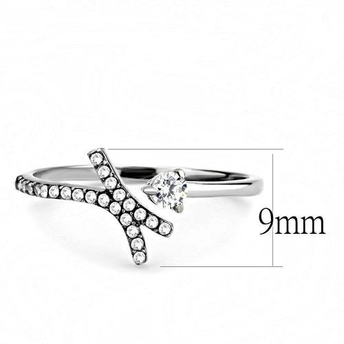 Bague en Acier Inoxydable Poli avec Zircon AAA - Modèle DA145