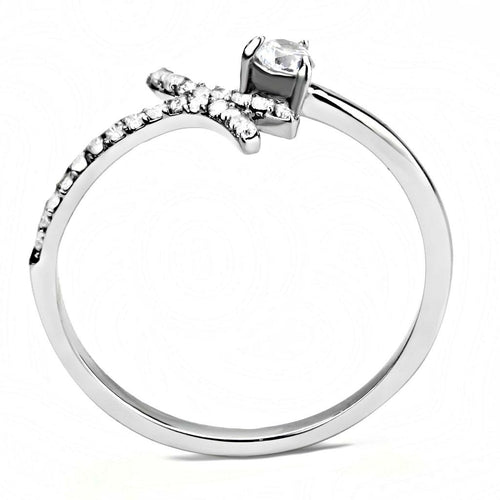 Bague en Acier Inoxydable Poli avec Zircon AAA - Modèle DA145