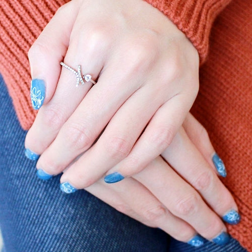 Bague en Acier Inoxydable Poli avec Zircon AAA - Modèle DA145