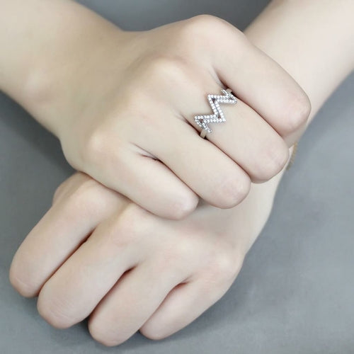 Bague en Acier Inoxydable Sans Placage avec Zircon AAA - Transparente