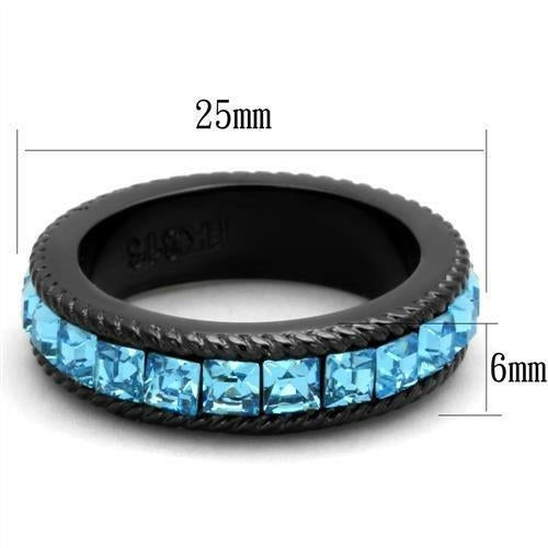 Bague Acier Inoxydable Plaquée Noir (Ion Plating) avec Cristal Premium