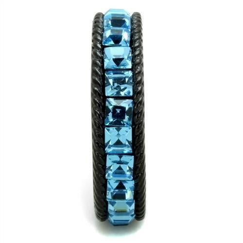 Bague Acier Inoxydable Plaquée Noir (Ion Plating) avec Cristal Premium