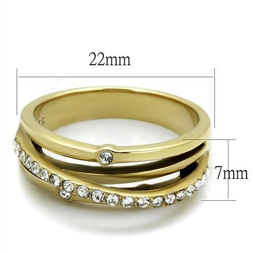 Bague Acier Inoxydable Plaquée Or (Ion Plating) avec Cristal Premium