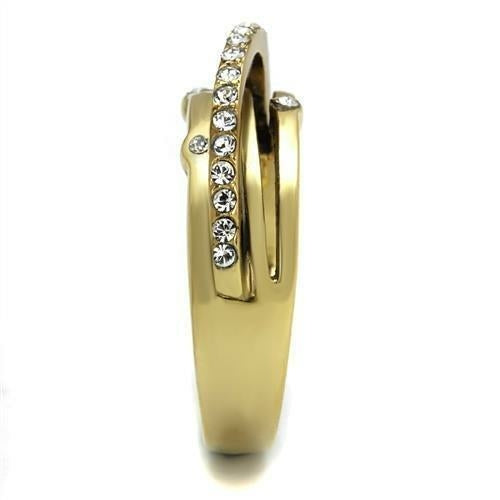 Bague Acier Inoxydable Plaquée Or (Ion Plating) avec Cristal Premium