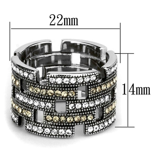 Bague en Acier Inoxydable Hautement Poli avec Cristal Premium