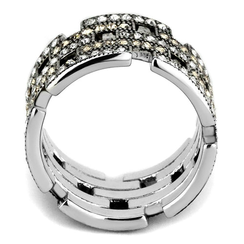 Bague en Acier Inoxydable Hautement Poli avec Cristal Premium