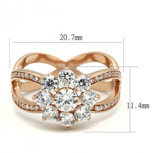 Bague en Argent 925 Plaqué Or Rose avec Zircon AAA