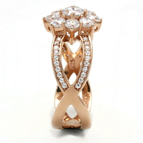 Bague en Argent 925 Plaqué Or Rose avec Zircon AAA
