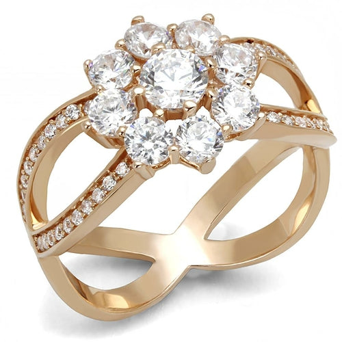 Bague en Argent 925 Plaqué Or Rose avec Zircon AAA