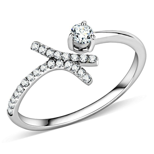 Bague en Acier Inoxydable Poli avec Zircon AAA - Modèle DA145