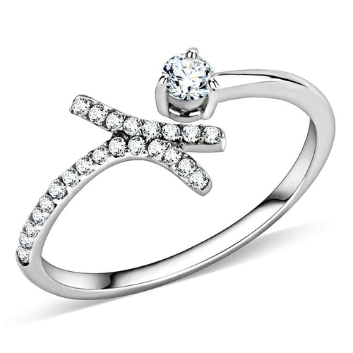 Bague en Acier Inoxydable Poli avec Zircon AAA - Modèle DA145