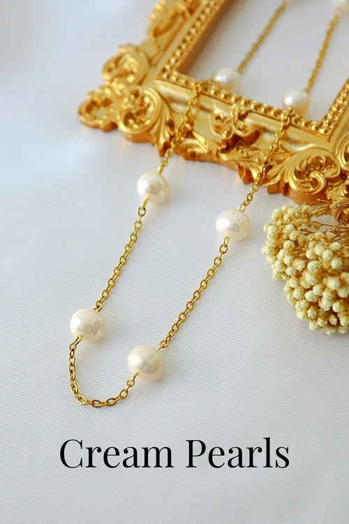 Ras-de-cou Chaîne Perles d'Eau Douce Baroques 24 Carats
