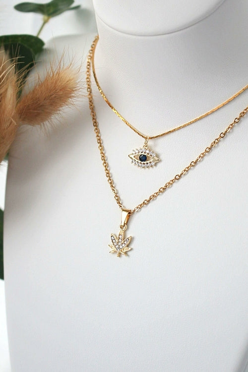 Collier Délicat Feuille de Cannabis 24 Carats