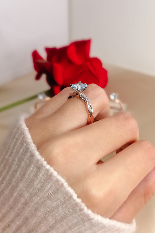 Bague Solitaire Conte de Fées Argent 925 Plaqué Or 18 Carats