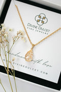 Collier Cage Larme Zircone Cubique 24 Carats