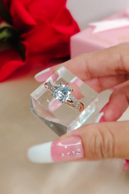 Bague Solitaire Conte de Fées Argent 925 Plaqué Or 18 Carats