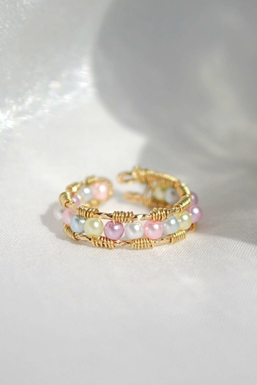 Bague Anneau Arc-en-ciel Pastel Travaillée à la Main 18 Carats