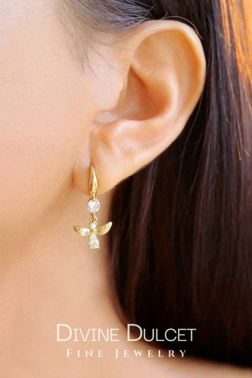 Boucles d'oreilles Abeille 18 Carats