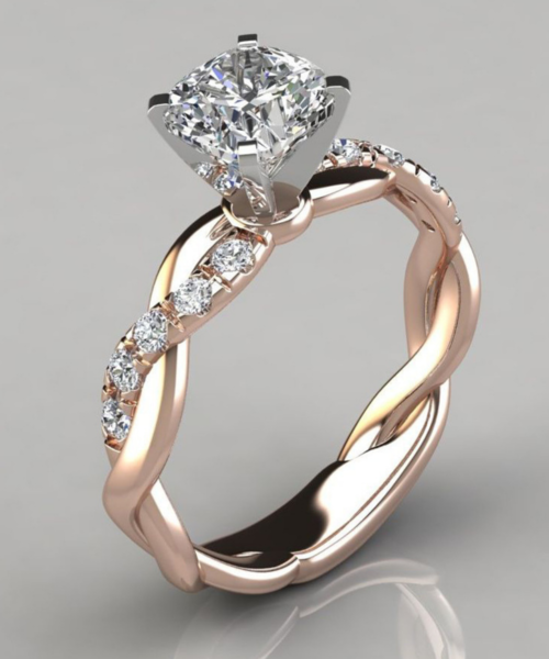 Bague Solitaire Conte de Fées Argent 925 Plaqué Or 18 Carats