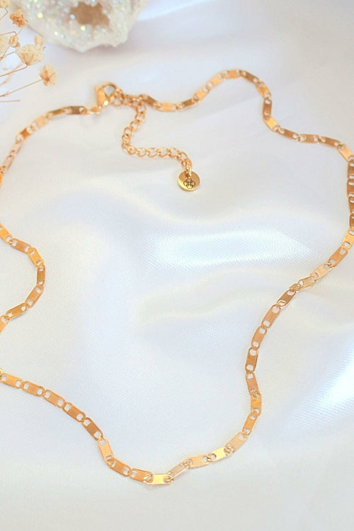 Ras-de-cou Chaîne Maille Plate 24 Carats