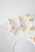 Boucles d'oreilles "Bloom" Pétales de Fleur Zircone Cubique 24 Carats