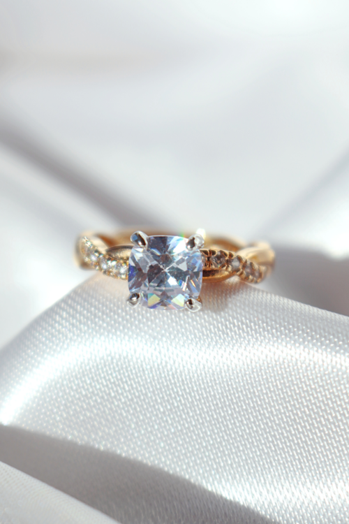 Bague Solitaire Conte de Fées Argent 925 Plaqué Or 18 Carats