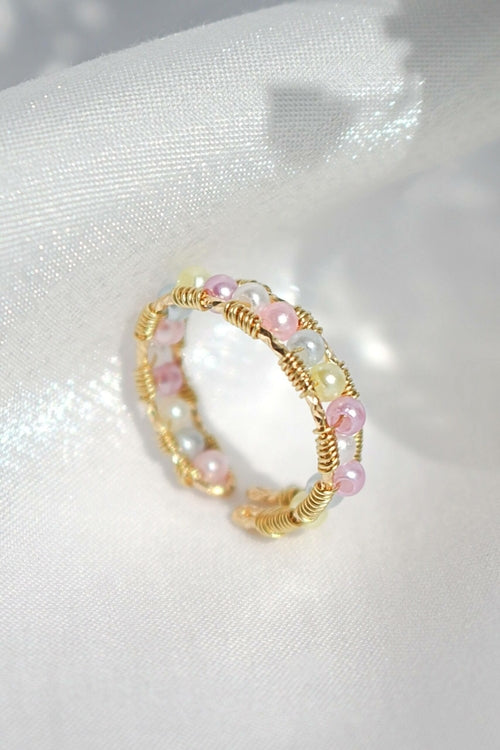 Bague Anneau Arc-en-ciel Pastel Travaillée à la Main 18 Carats