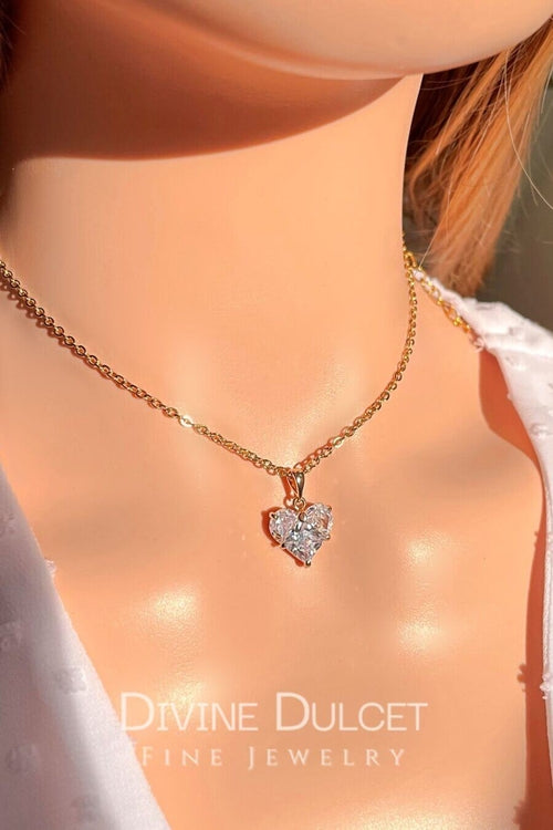 Collier Pendentif Cœur Zircone Cubique 24 Carats