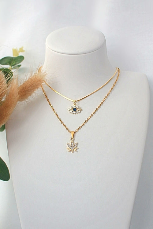 Collier Délicat Feuille de Cannabis 24 Carats