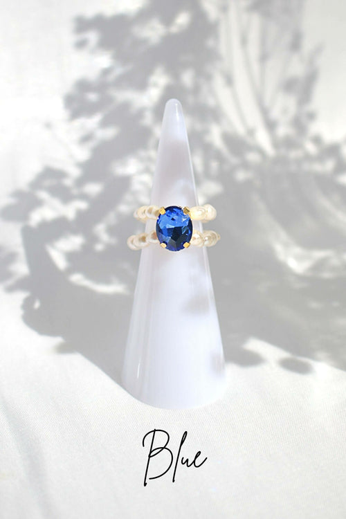 Bagues Perles d'Eau Douce Zircone Cubique 3 Tons de Bleu