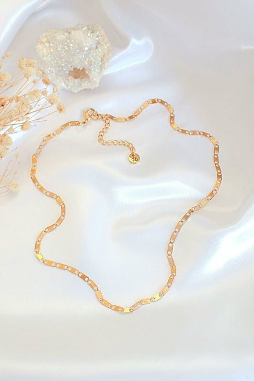 Ras-de-cou Chaîne Maille Plate 24 Carats