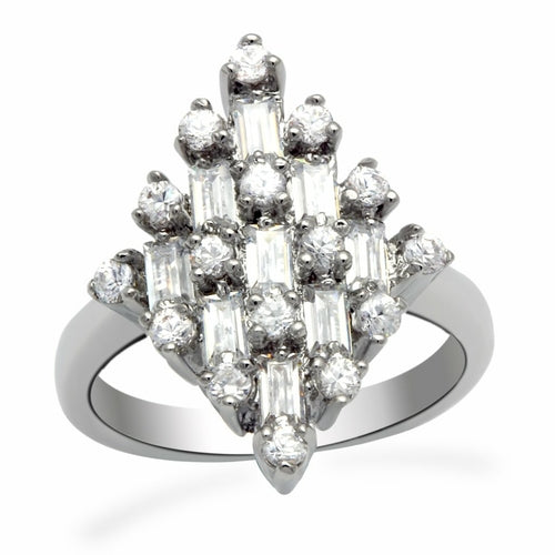 Bague en Laiton Rhodiumé avec Zircon AAA - Modèle LO2061