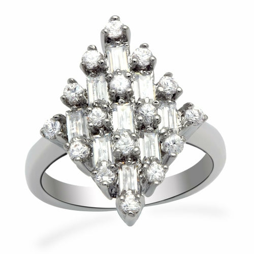 Bague en Laiton Rhodiumé avec Zircon AAA - Modèle LO2061