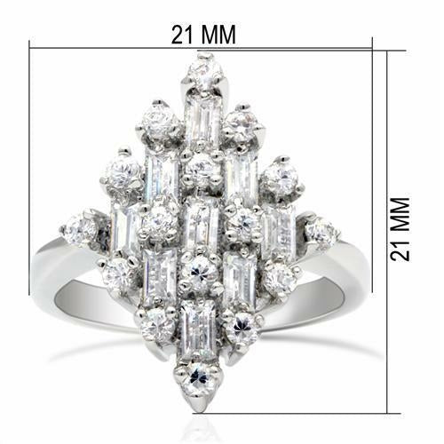 Bague en Laiton Rhodiumé avec Zircon AAA - Modèle LO2061