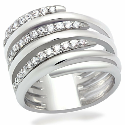 Bague en Laiton Rhodiumé avec Zircon AAA - Transparente