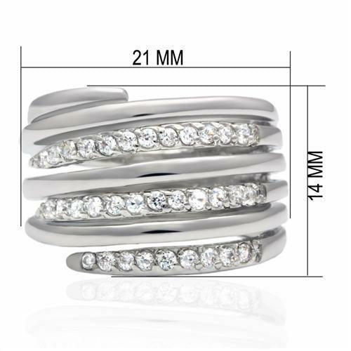 Bague en Laiton Rhodiumé avec Zircon AAA - Transparente