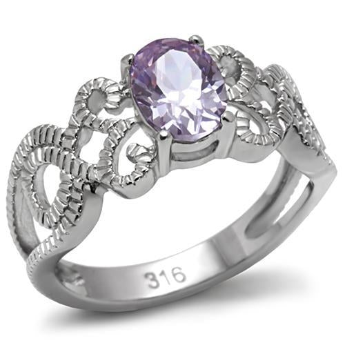 Bague en Acier Inoxydable Poli avec Zircon AAA