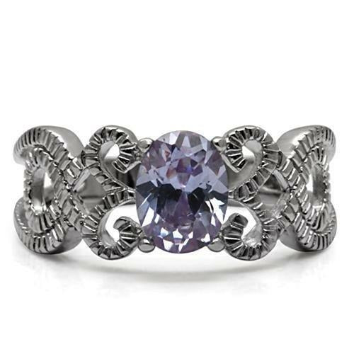 Bague en Acier Inoxydable Poli avec Zircon AAA