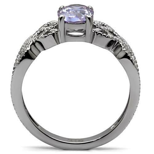 Bague en Acier Inoxydable Poli avec Zircon AAA