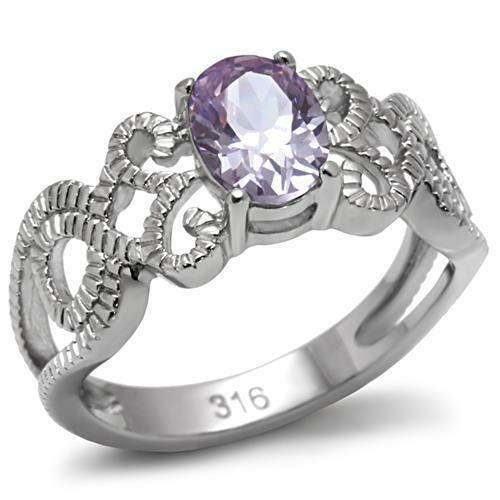 Bague en Acier Inoxydable Poli avec Zircon AAA
