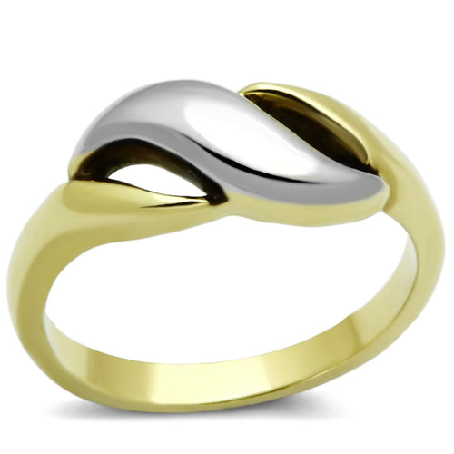 Bague Bicolore Acier Inoxydable Or & Argent Sans Pierre