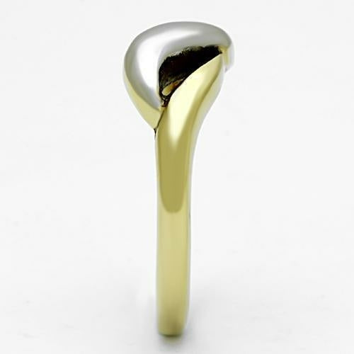 Bague Bicolore Acier Inoxydable Or & Argent Sans Pierre