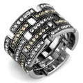 Bague en Acier Inoxydable Hautement Poli avec Cristal Premium