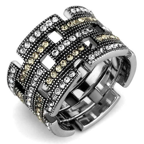 Bague en Acier Inoxydable Hautement Poli avec Cristal Premium