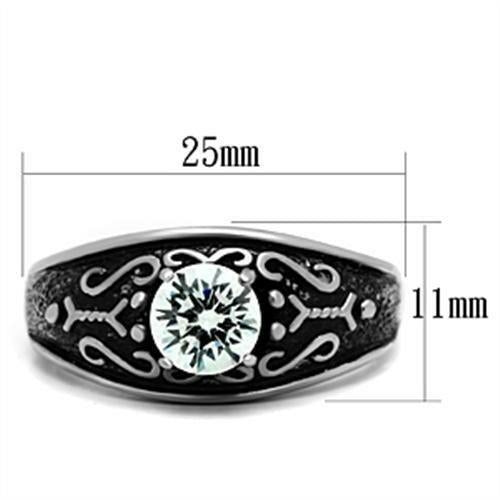 Bague Homme en Acier Inoxydable Poli avec Zircon AAA