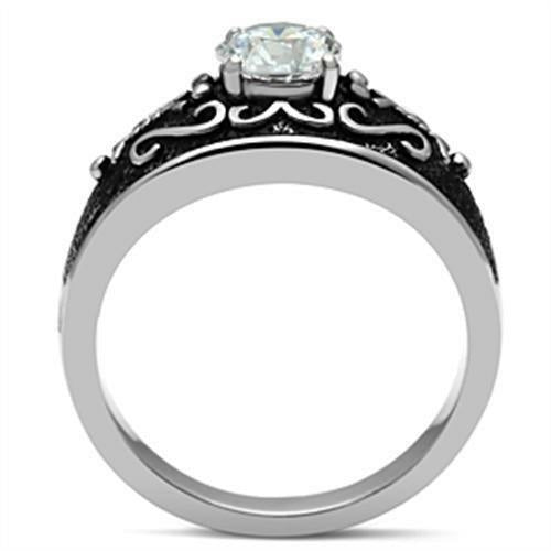 Bague Homme en Acier Inoxydable Poli avec Zircon AAA