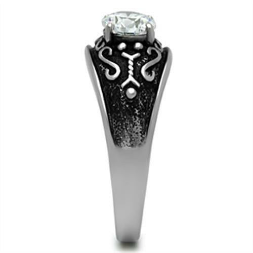 Bague Homme en Acier Inoxydable Poli avec Zircon AAA