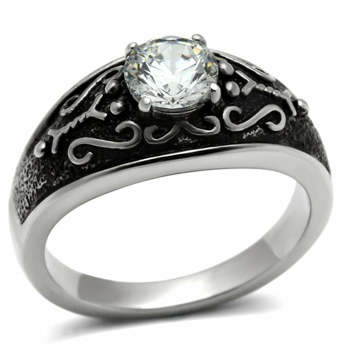 Bague Homme en Acier Inoxydable Poli avec Zircon AAA