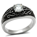 Bague Homme en Acier Inoxydable Poli avec Zircon AAA