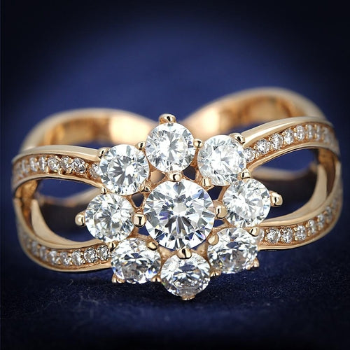 Bague en Argent 925 Plaqué Or Rose avec Zircon AAA
